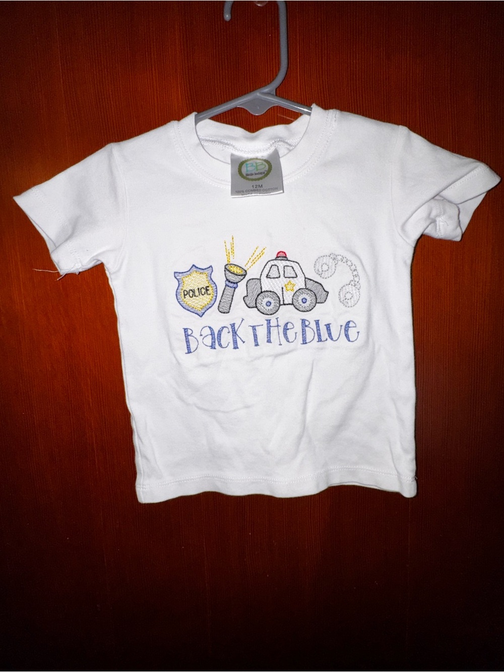 White 'Back The Blue' Police Graphic Tee for Kids by